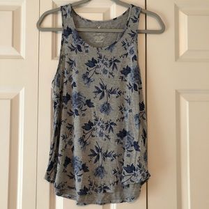 Grey and blue floral tank top